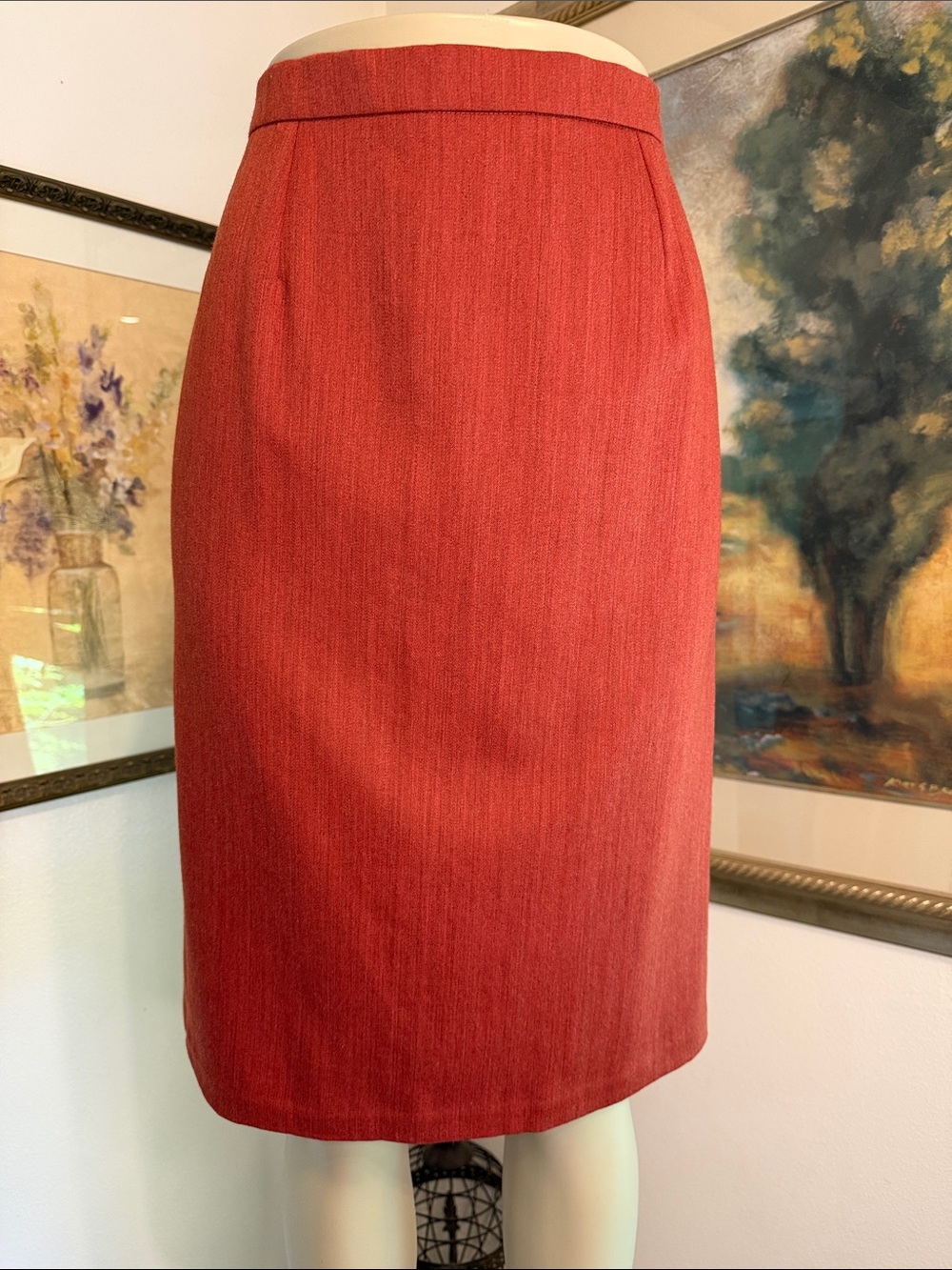GIVENCHY Skirt - Vintage Couture Paris Rust Tweed Tailored Pencil Skirt